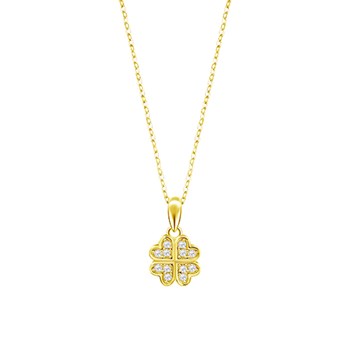 Collier Lotus Silver trèfle oxydes argent doré