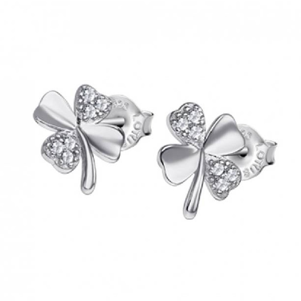 Boucles d'oreilles Lotus Style trèfles argent oxydes