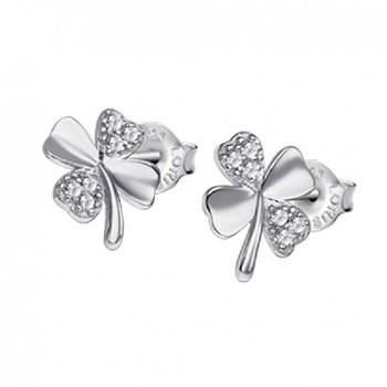 Boucles d'oreilles Lotus Style trèfles argent oxydes