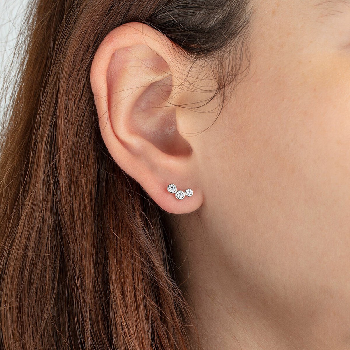 Boucles d'oreilles Lotus Silver trilogie oxydes - vue 2