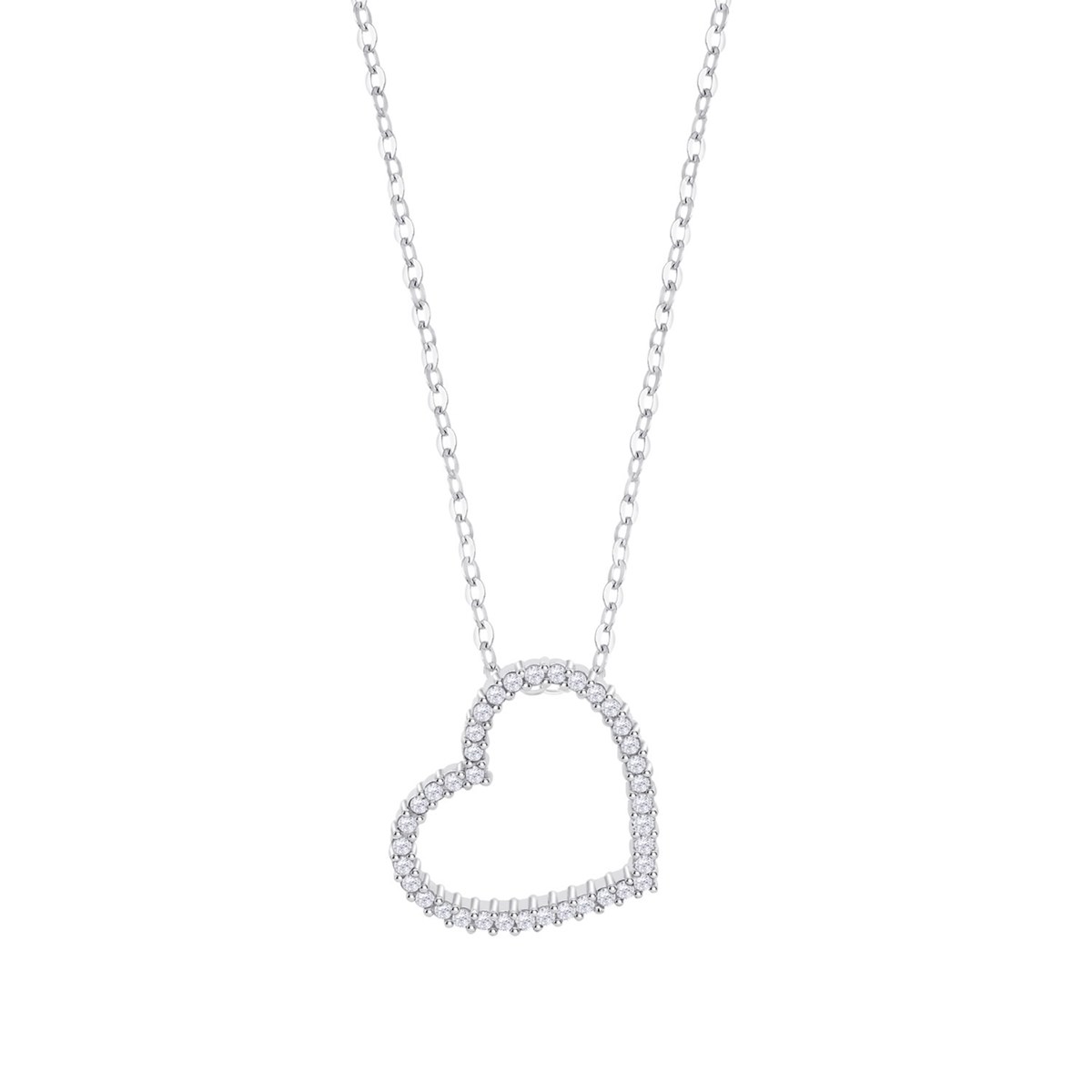 Collier Lotus Silver coeur empierré évidé
