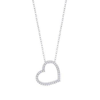Collier Lotus Silver coeur empierré évidé