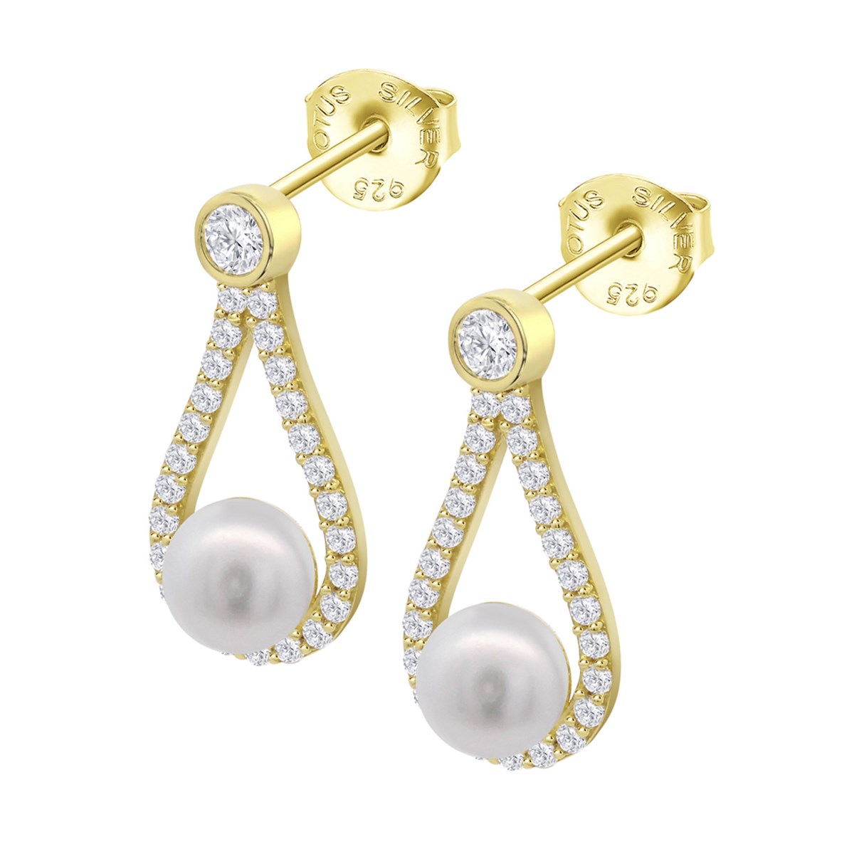 Boucles d'oreilles Lotus Silver gouttes perle