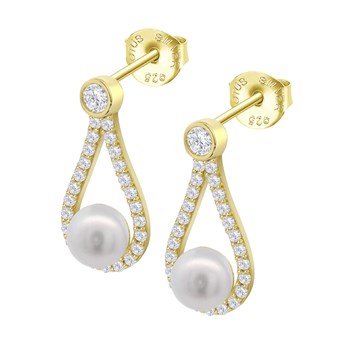 Boucles d'oreilles Lotus Silver gouttes perle
