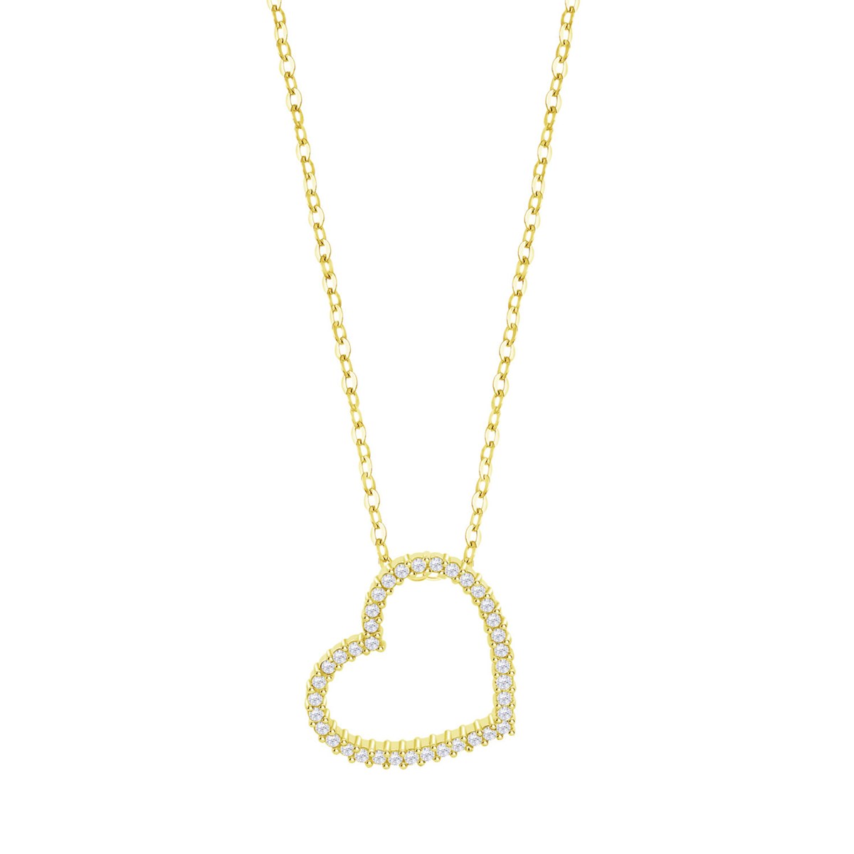 Collier Lotus Silver coeur évidé empierré doré
