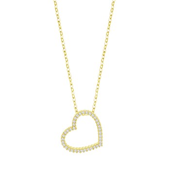 Collier Lotus Silver coeur évidé empierré doré