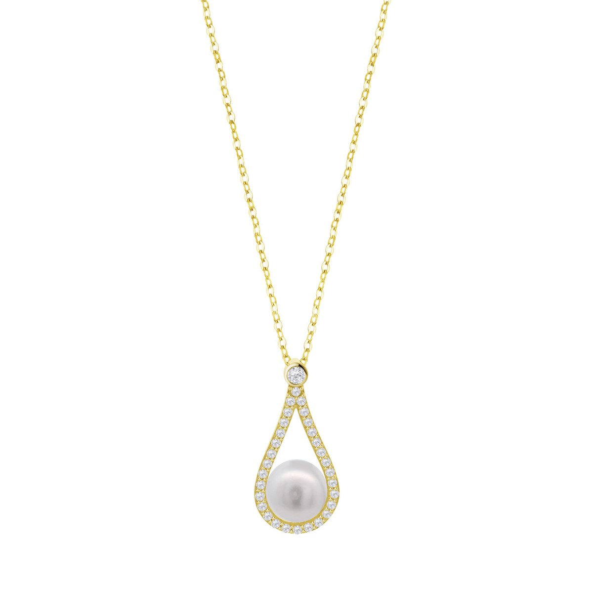 Collier Lotus Silver goutte empierrée et perle