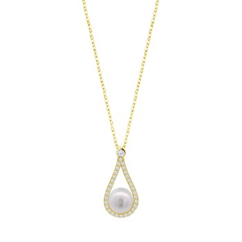 Collier Lotus Silver goutte empierrée et perle