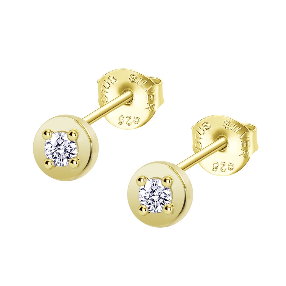 Boucles d'oreilles puces Lotus Silver dorées