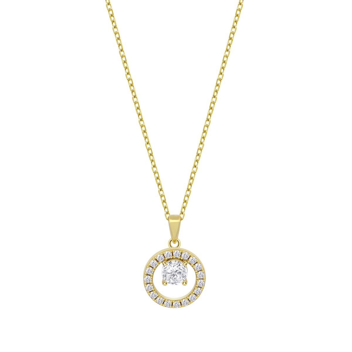 Collier Lotus Silver cercle évidé doré empierré