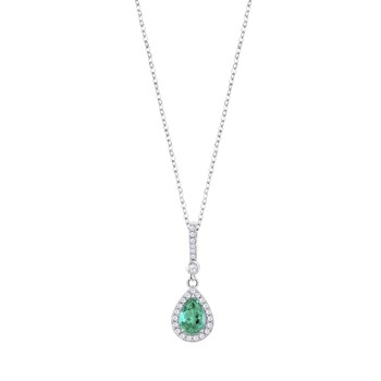 Collier Lotus Silver goutte verte et blanche