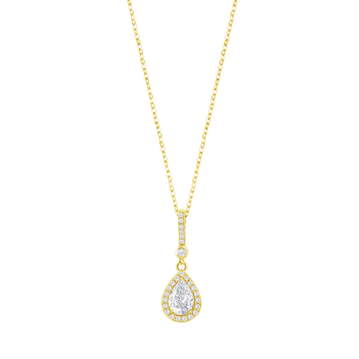 Collier Lotus Silver goutte dorée empierrée