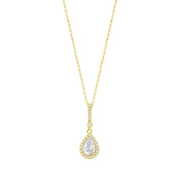 Collier Lotus Silver goutte dorée empierrée