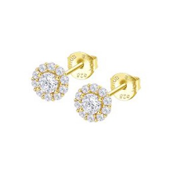 Puces d'oreilles Lotus Silver ronds dorés empierrés