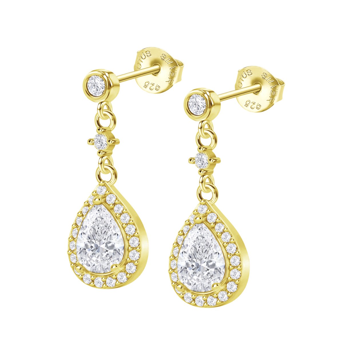 Boucles d'oreilles Lotus Silver gouttes empierrées