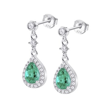 Boucles d'oreilles Lotus Silver gouttes vertes