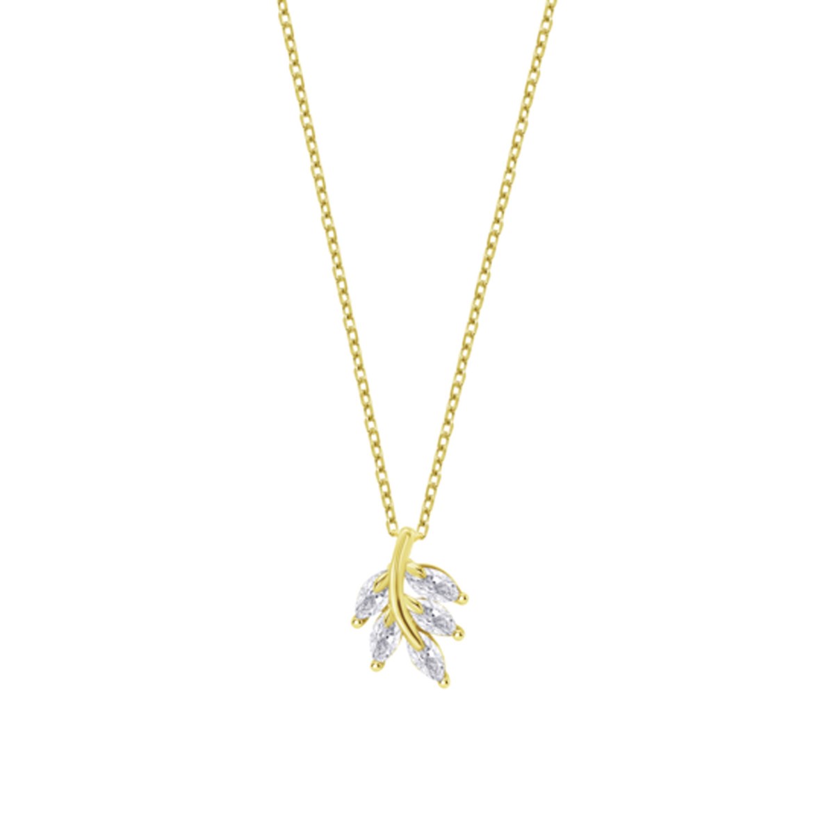 Collier Lotus Silver feuille dorée empierrée