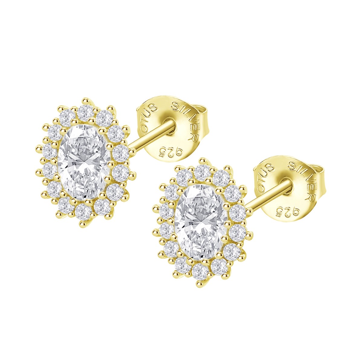 Oorbellen Lotus Zilver margriet goud/wit