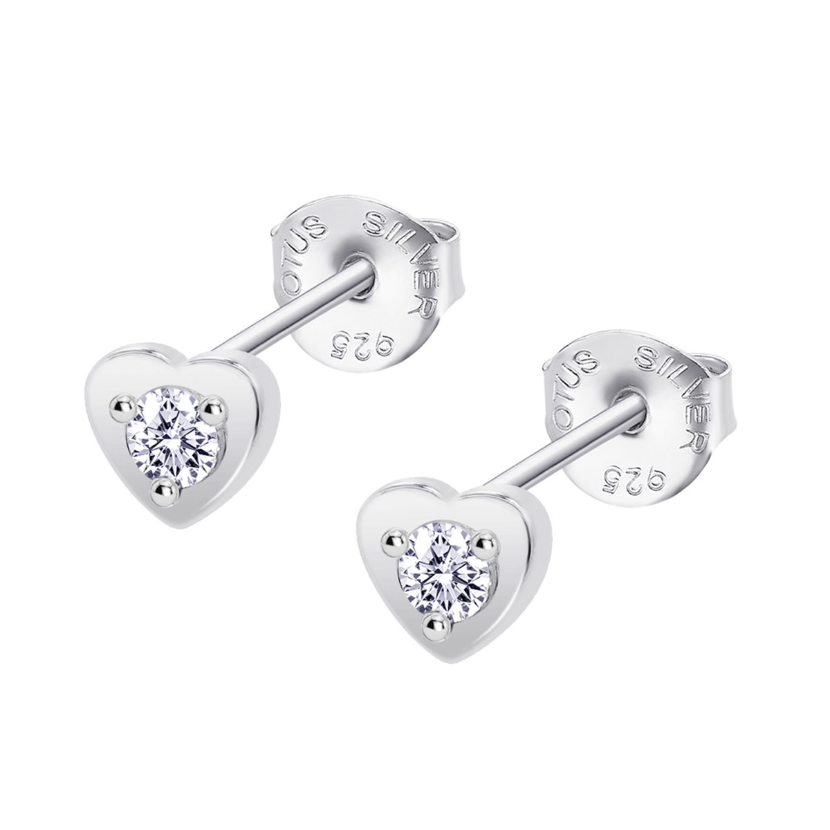 Puces d'oreilles Lotus Silver coeur