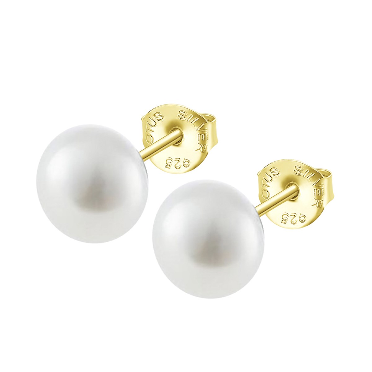 earrings Lotus Silver bead 8 mm silver gilt