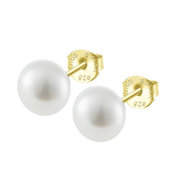 puces d'oreilles Lotus Silver perle 8 mm argent doré