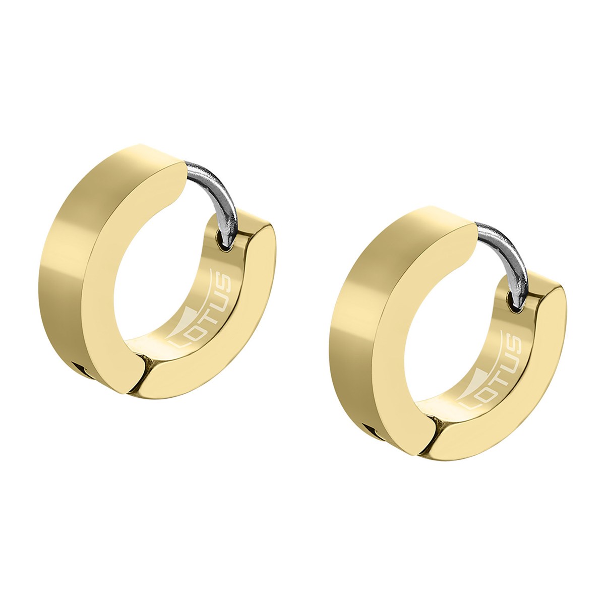 Lotus men's style gold-plated steel hoop earrings