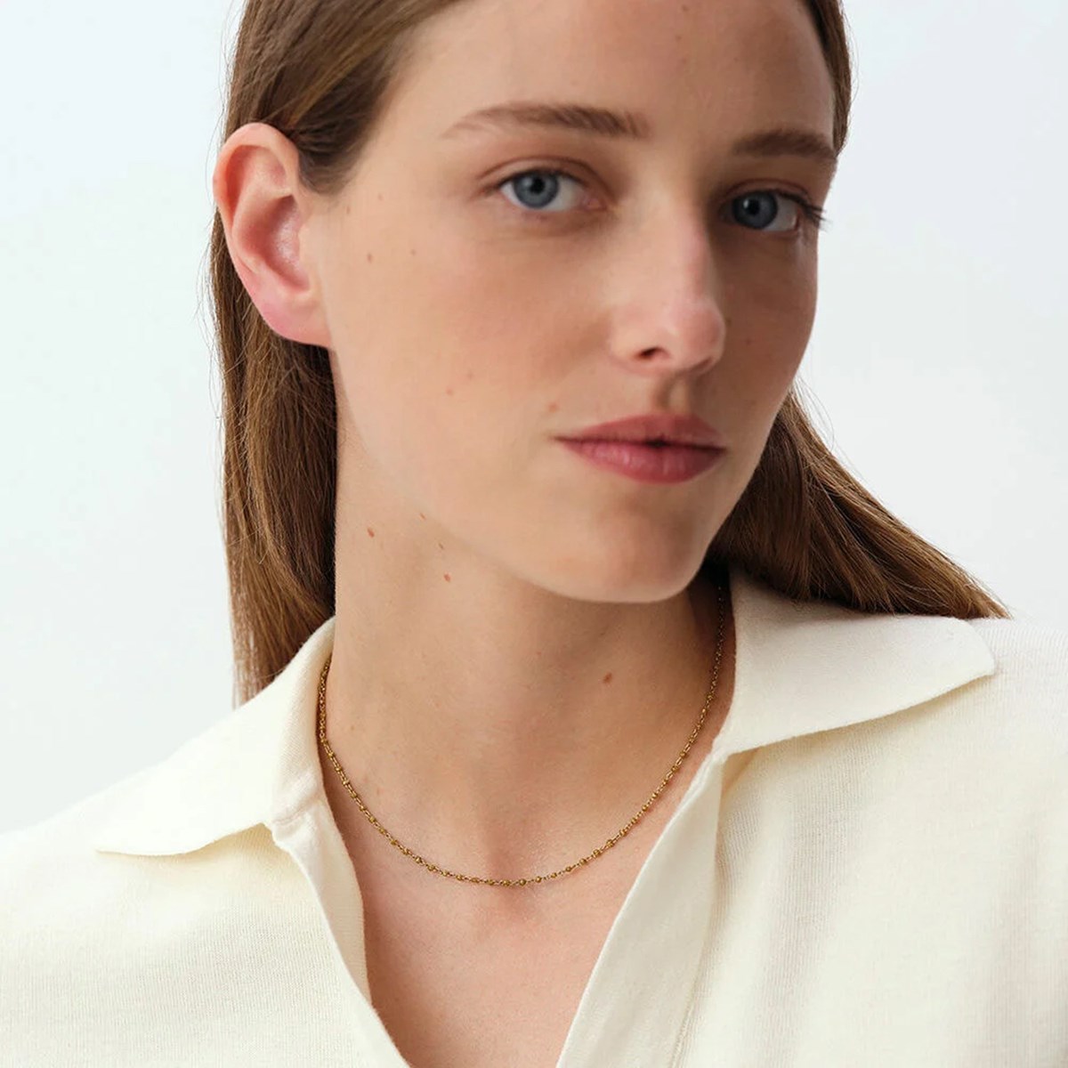 Collier Agatha Smarty acier et bille doré pailletté - vue 2