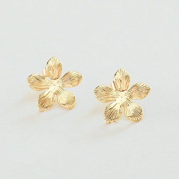 Boucles d'oreilles Agatha Bloom laiton doré fleurs