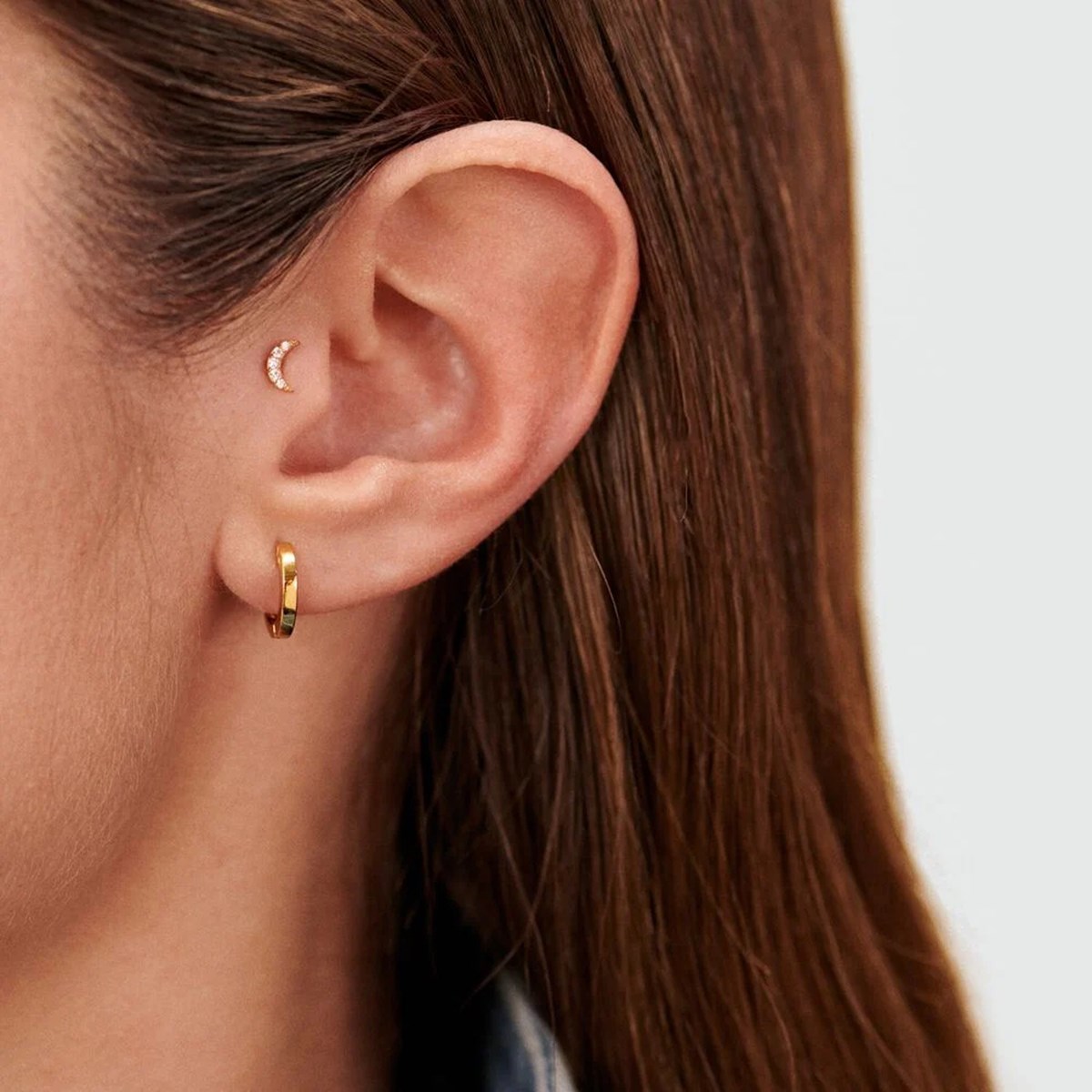 Piercing Agatha Paloma argent doré lune - vue 3