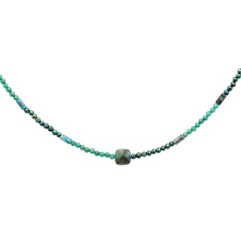 Collier Brillaxis acier doré perles vertes