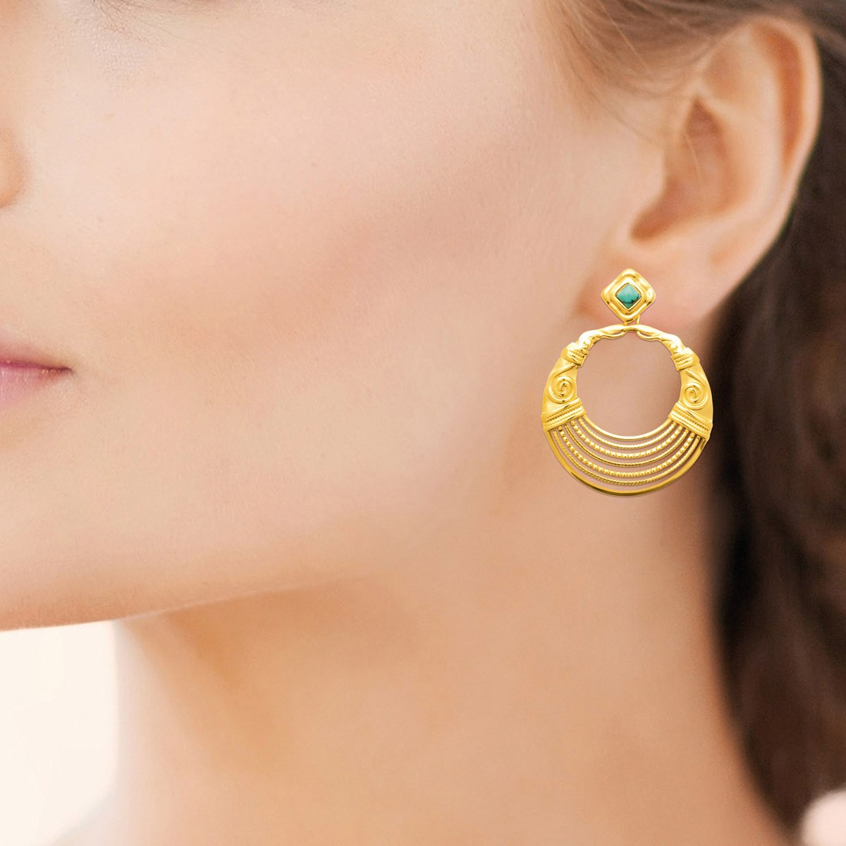 Boucles d'oreilles Brillaxis acier doré - vue 2