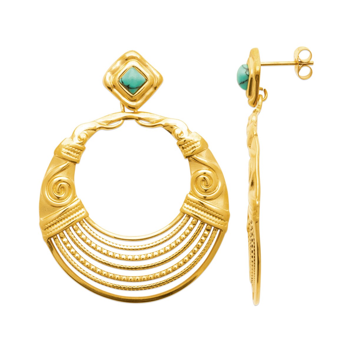 Boucles d'oreilles Brillaxis acier doré - vue 3