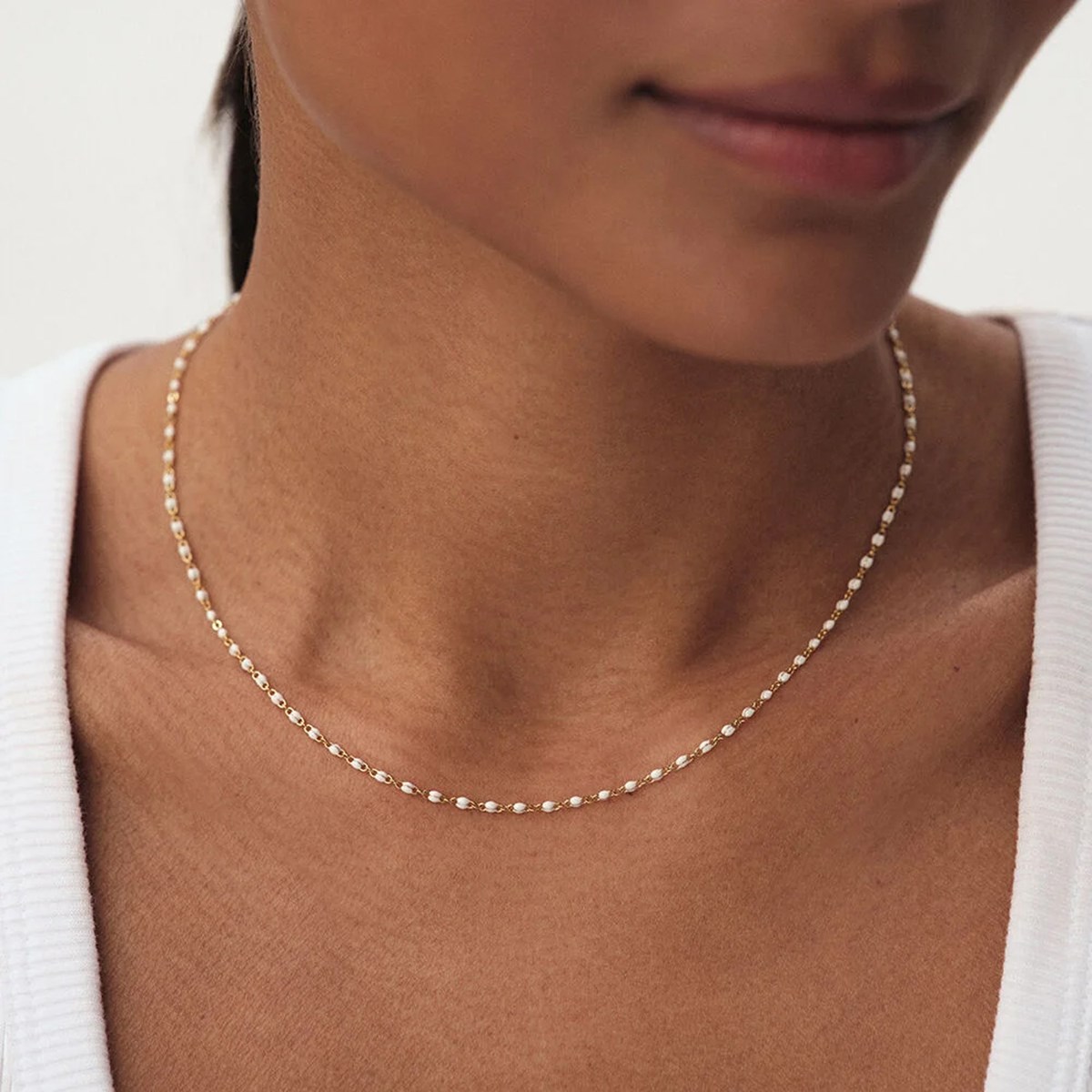 Collier Agatha Smarty doré et blanc - vue 2