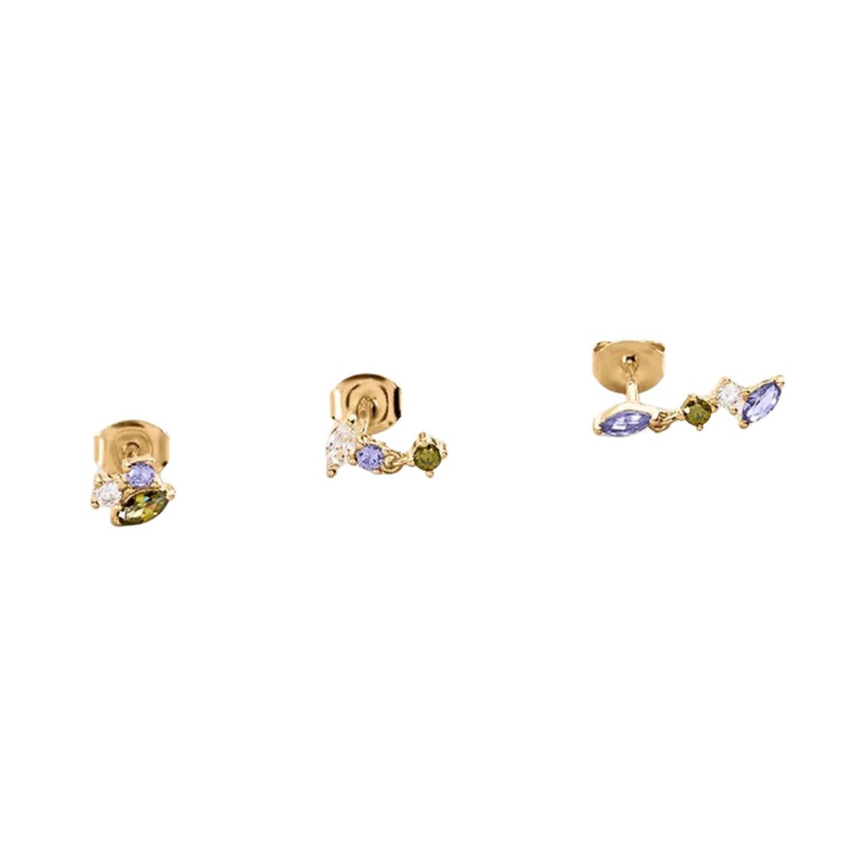 Set de trois piercings puces Agatha Amas
argent doré vert et violet