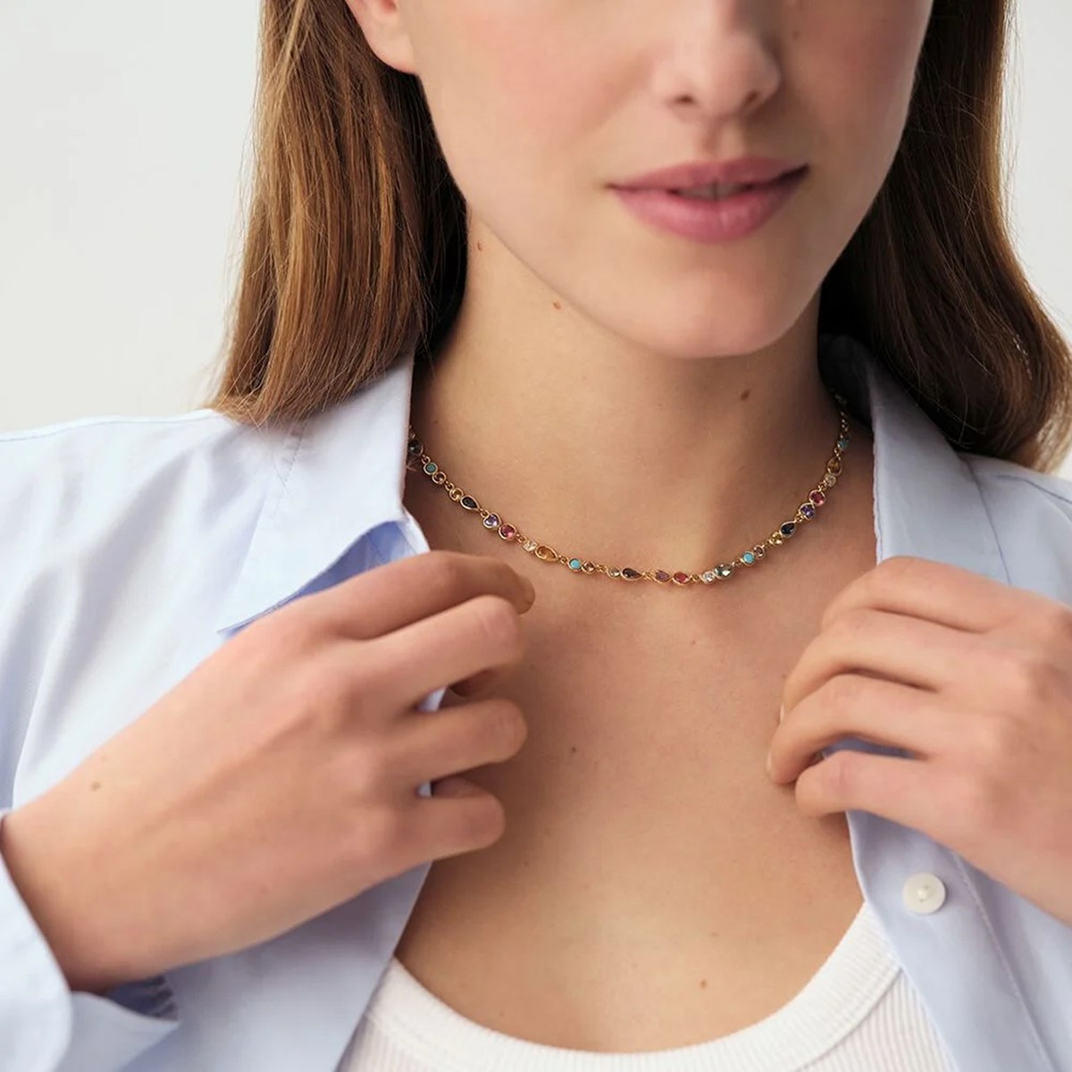 Collier ras de cou Agatha Candy laiton doré
oxydes multicolores - vue 2
