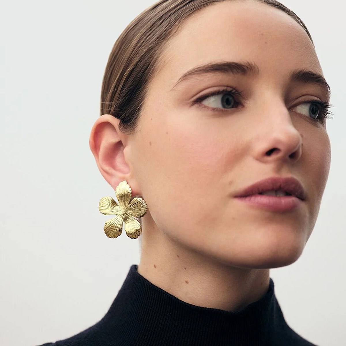 Boucles d'oreilles Agatha Bloom Bos laiton doré - vue 2