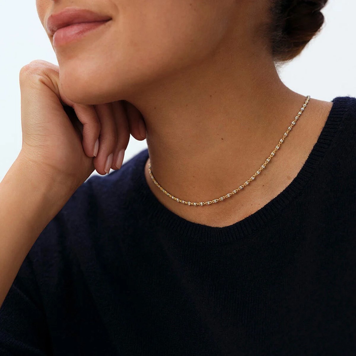 Collier Agatha Smarty doré et émail argenté - vue 2
