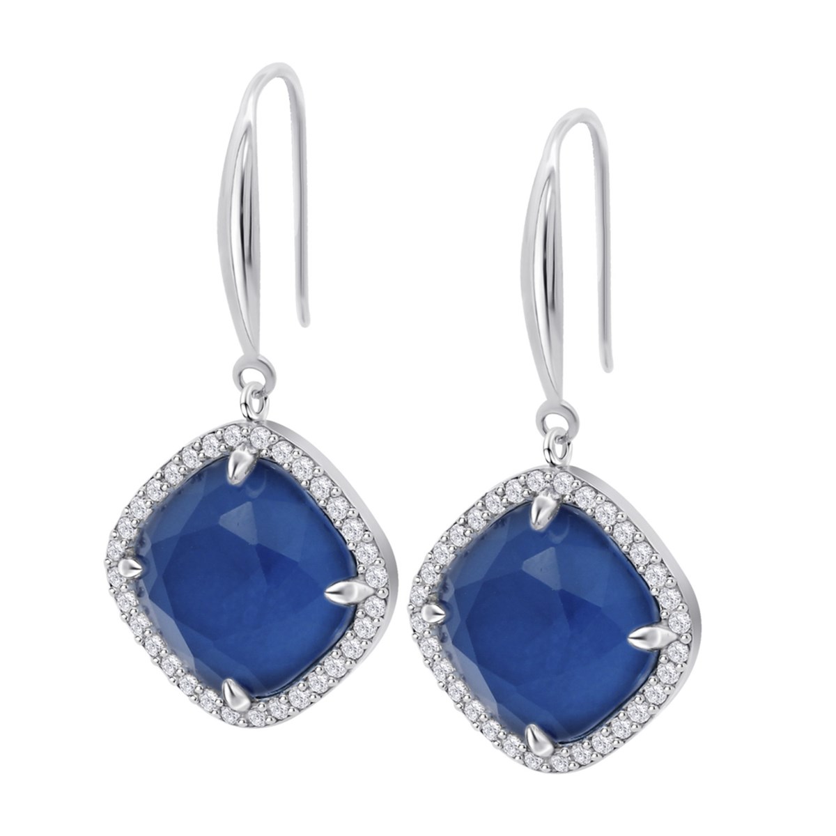Boucles d'oreilles Lotus Silver argent coussin bleu