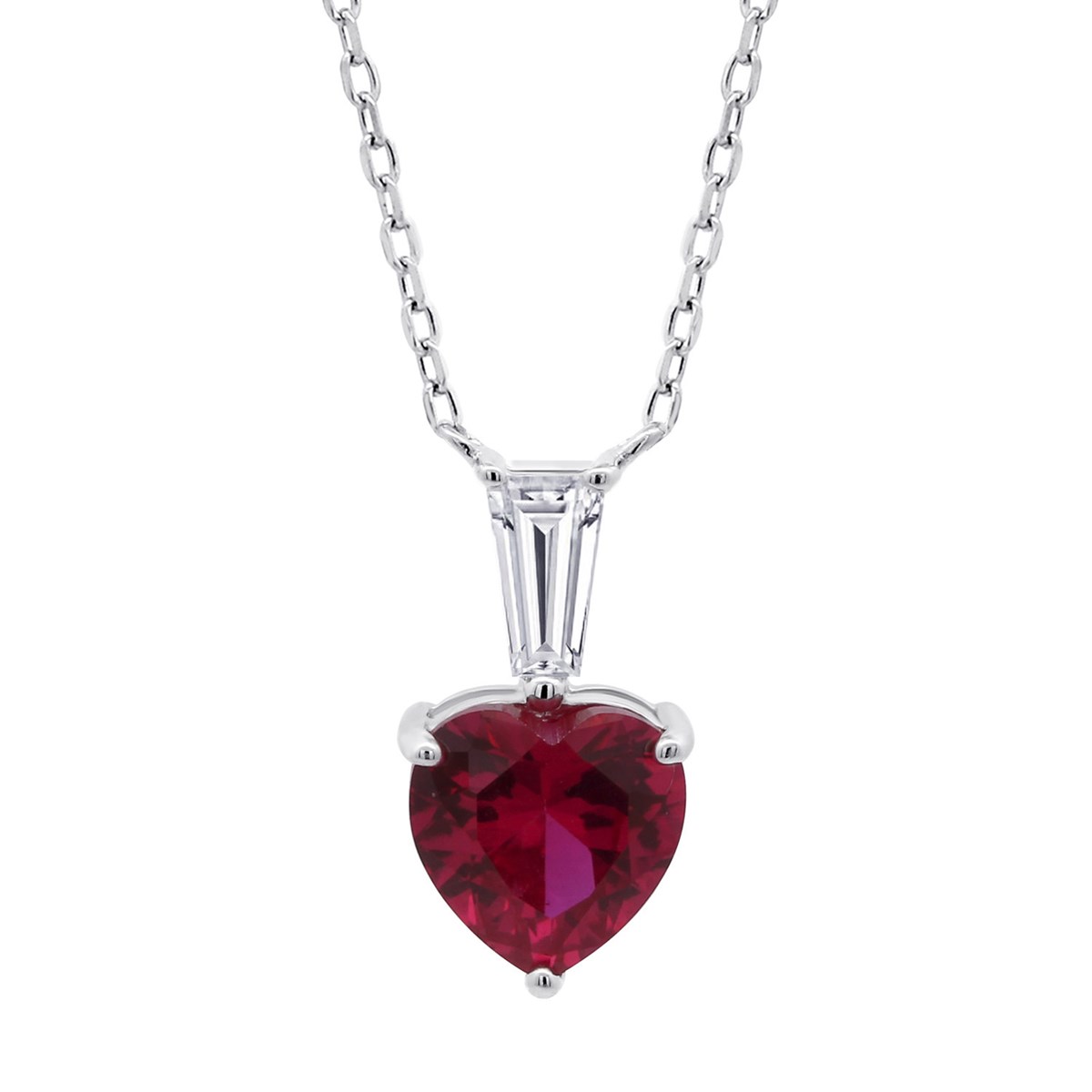 Collier Lotus Silver argent coeur rouge