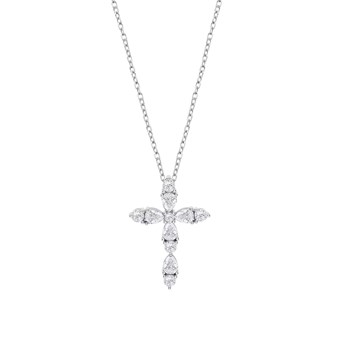 Collier Lotus Silver argent croix oxydes