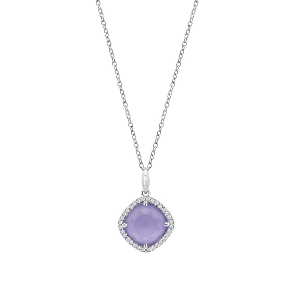 Collier Lotus Silver argent coussin violet