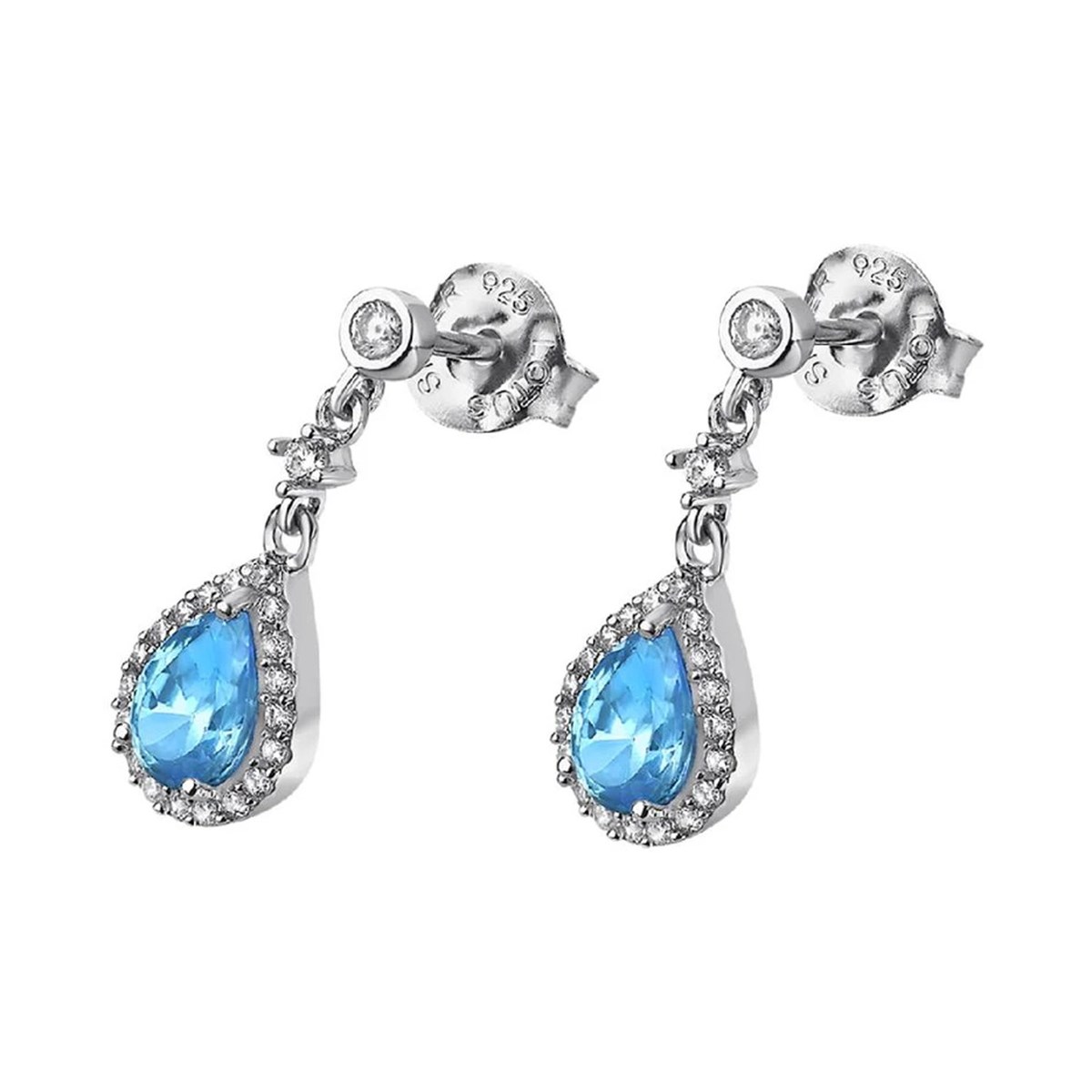 Boucles d'oreilles Lotus Silver argent goutte bleue