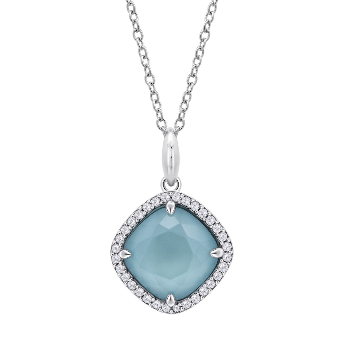 Collier Lotus Silver argent coussin turquoise - vue 3