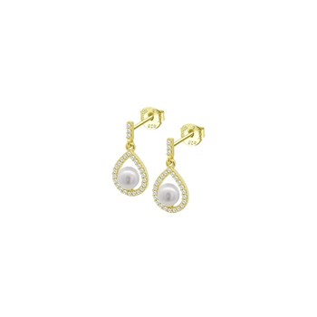 Boucles d'oreilles Lotus Silver doré perles/oxydes