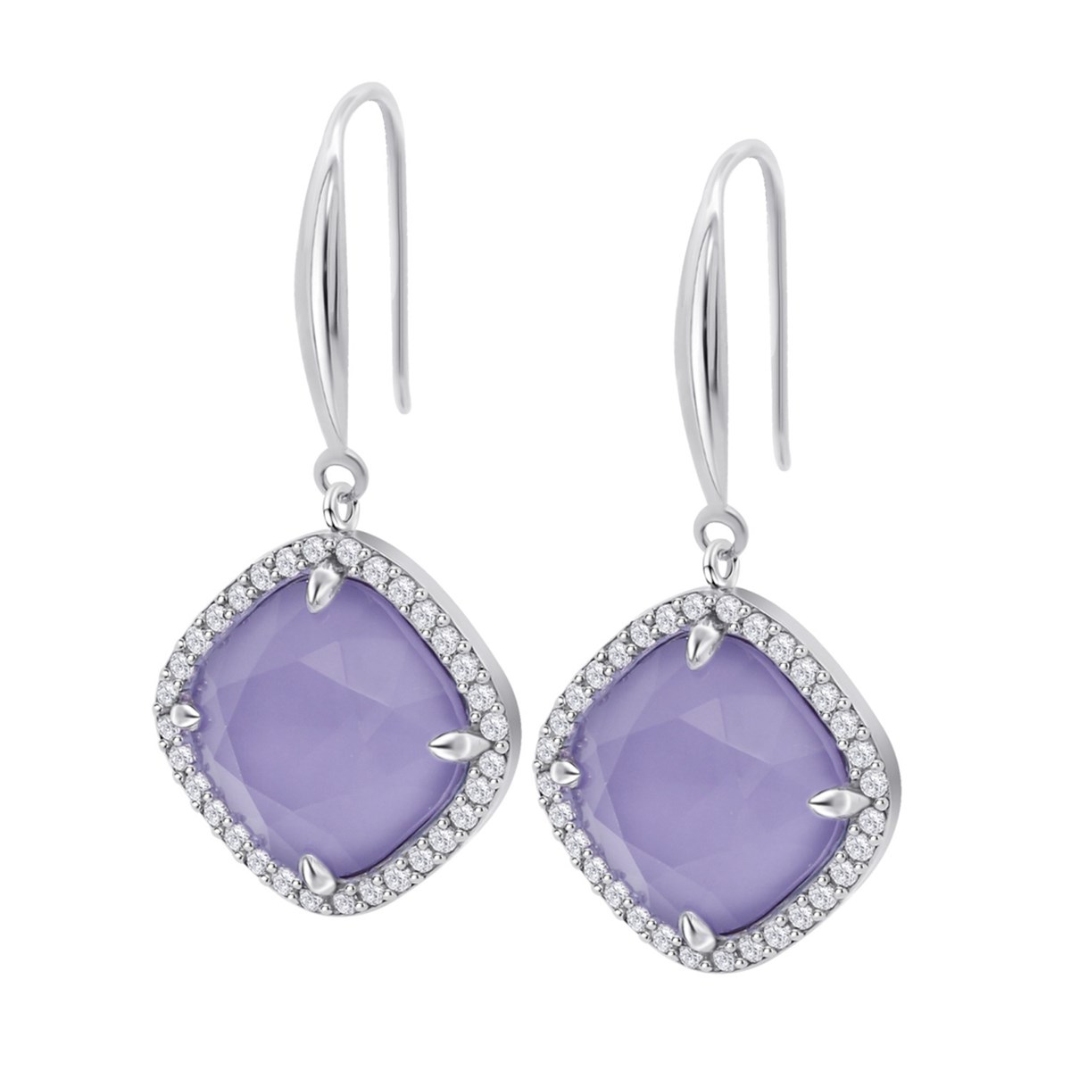 Boucles d'oreilles Lotus Silver argent coussin
violet