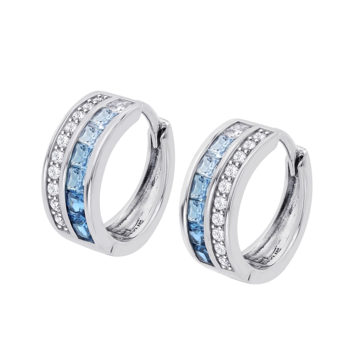 Boucles d'oreilles Lotus Silver argent
oxydes bleus/blancs