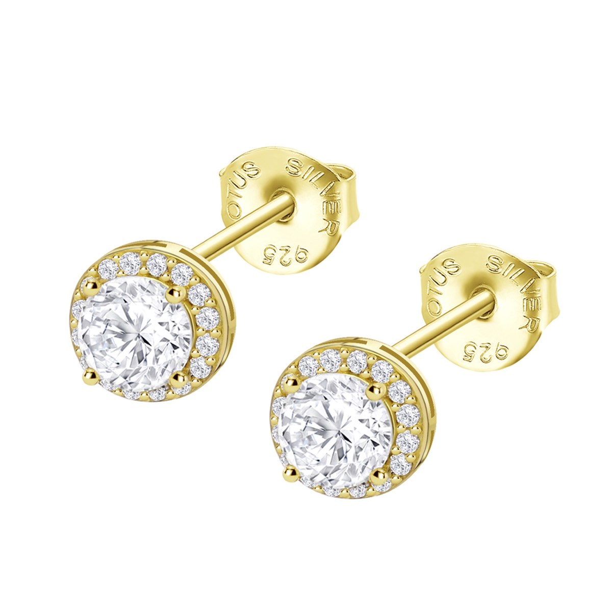 Lotus zilveren halo oorbellen in verguld zilver