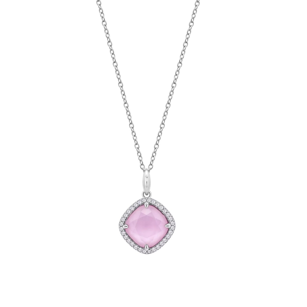 Collier Lotus Silver argent coussin rose