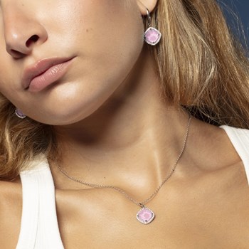 Collier Lotus Silver argent coussin rose