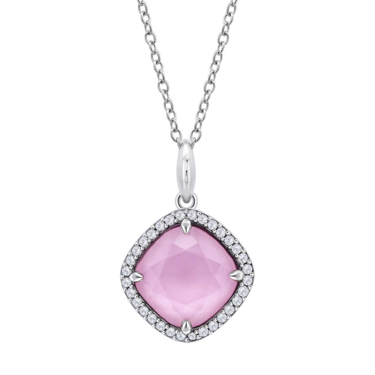 Collier Lotus Silver argent coussin rose - vue 3